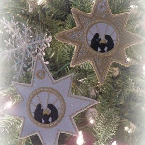 Nativity Star Ornament In The Hoop machine embroidery design, ornament embroidery, christmas embroidery, nativity applique