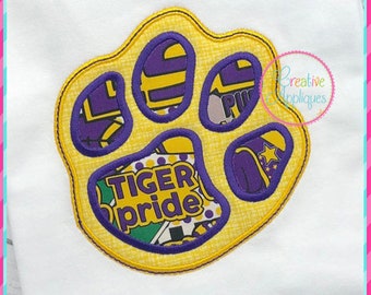 GO Tiger Paw Applique Digital Machine Embroidery Design 4 Sizes, football applique, go team applique, tiger applique