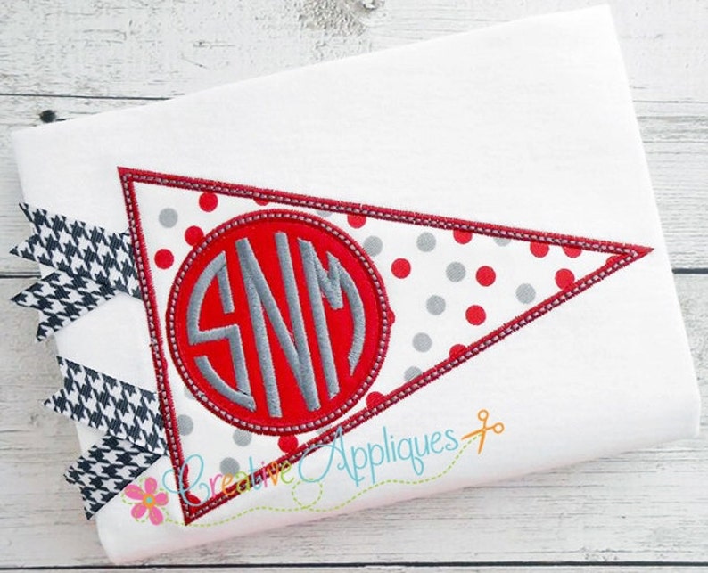Pennant Monogram Digital Machine Embroidery Applique Design 4 Etsy
