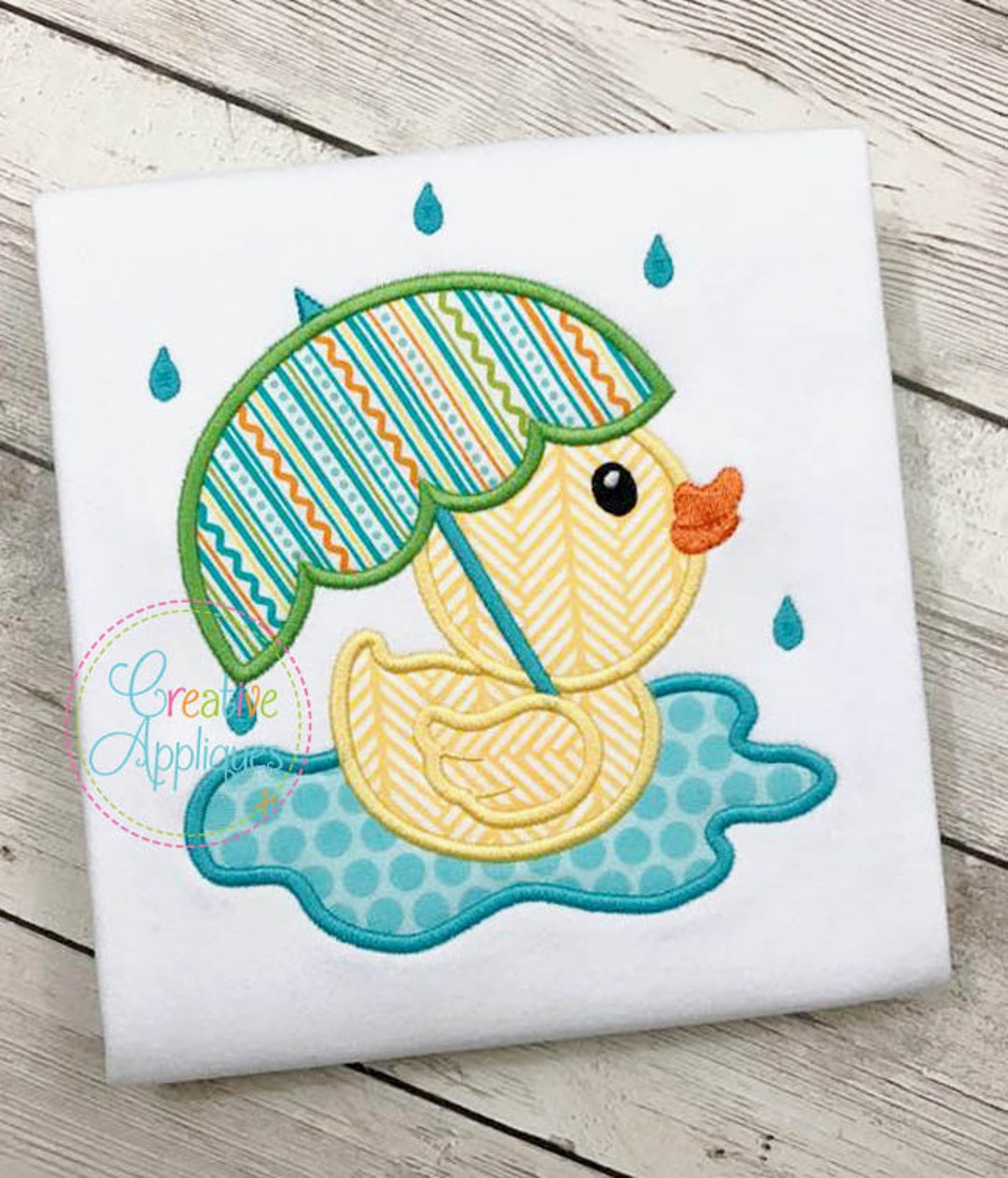 Rubber Ducky Duck Umbrella Digital Machine Embroidery Applique Design 4