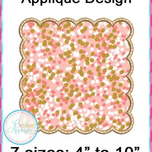 Scallop Square Monogram Frame Machine Embroidery Applique Design 7 sizes, square frame, applique frame, applique monogram frame