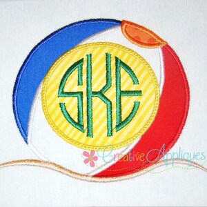 Beach Ball Monogram Machine Embroidery Applique Design