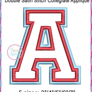 Double Satin Collegiate Applique Alphabet letters A thru Z, varsity applique alphabet, athletic block applique alphabet,