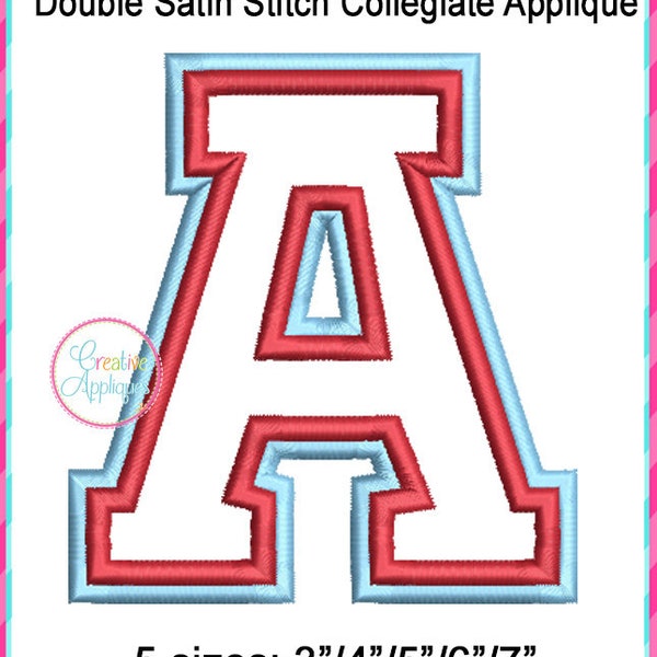 Double Applique Colligate Embroidery Letter Designs Etsy