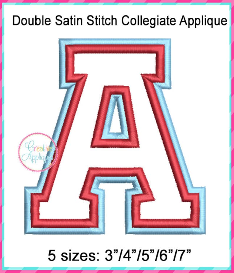 Double Satin Collegiate Applique Alphabet Letters A Thru Z Etsy