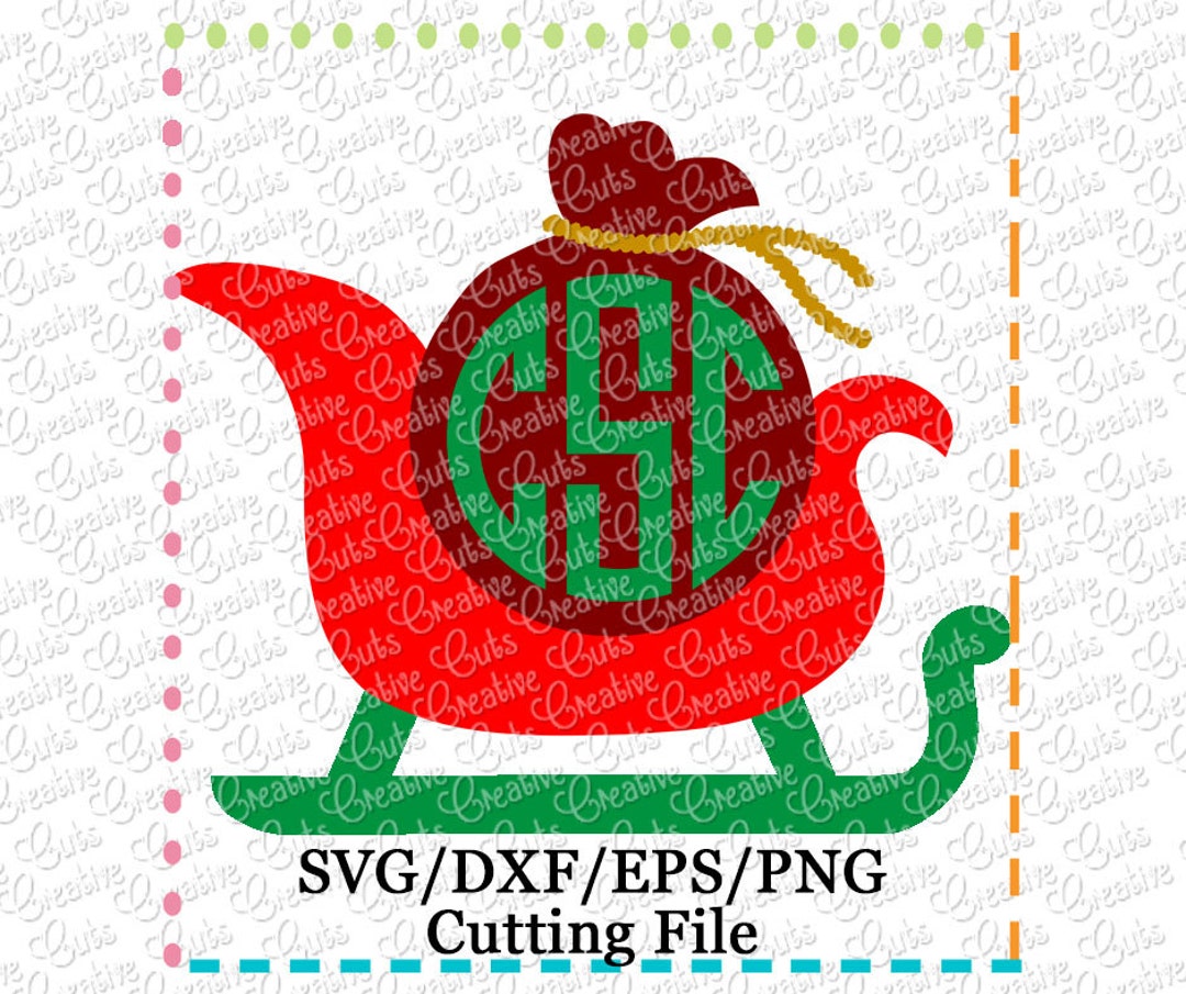 EXCLUSIVE Santa Sleigh Monogram SVG Cutting File, Sleigh Cut File ...