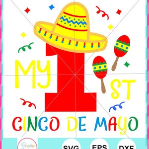 EXCLUSIEVE SVG EPS DXF mijn 1e Cinco de Mayo SVG, 1e Cinco de Mayo cut-bestand, Cinco de Mayo SVG cut-bestand, 5 mei SVG cut-bestand, baby's eerste SVG