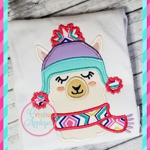 Winter Llama Digital Machine Embroidery Applique Design 4 sizes, Llama applique, Llama embroidery