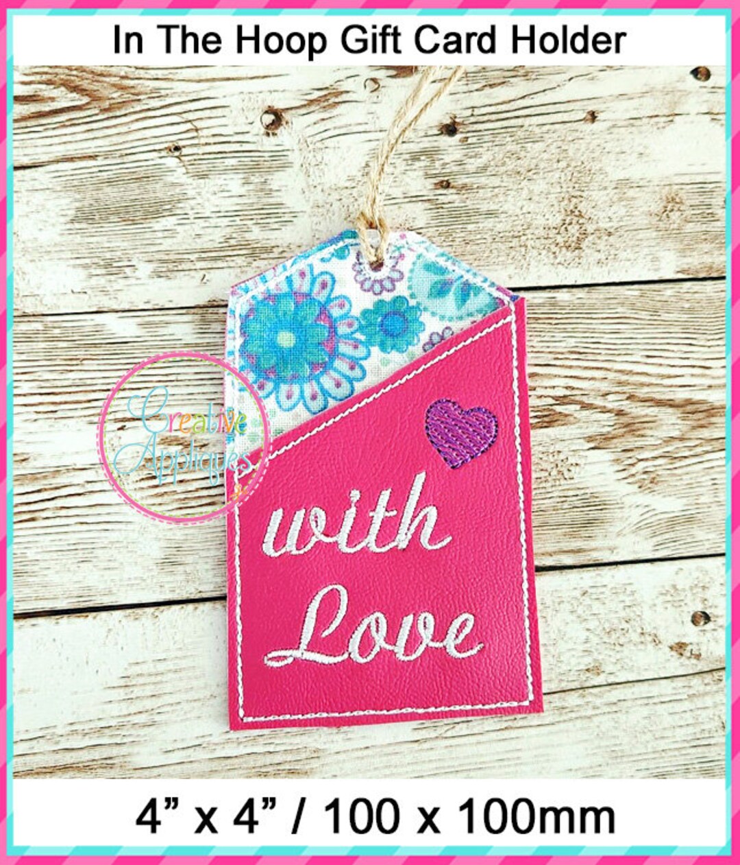 With Love in the Hoop Gift Card Holder Embroidery Design, Gift Card
