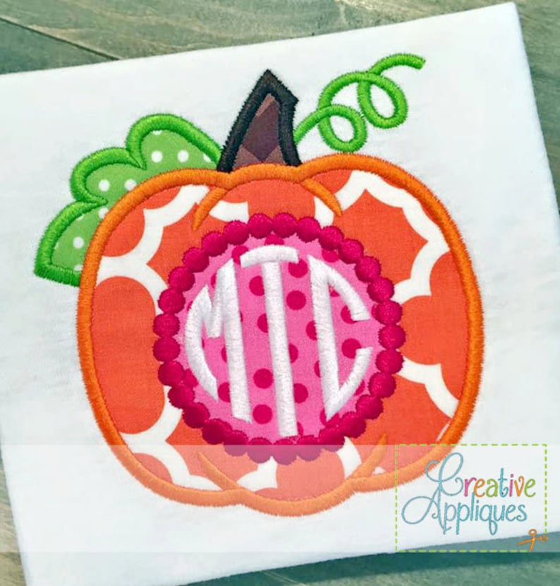 Pumpkin Monogram Beaded Applique Digital Machine Embroidery Etsy