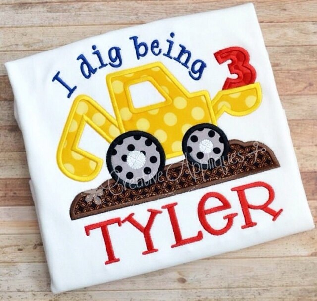 Digger Birthday 3 Digital Machine Embroidery Applique Design 4 Sizes …