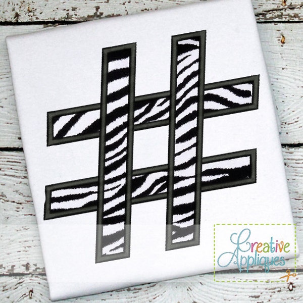 Hashtag Number Symbol Digital Machine Embroidery Applique Design 5 Sizes, hashtag applique, hashtag embroidery, pound sign applique