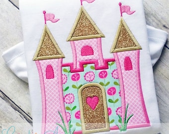 キャッスルプリンセスデジタル機械刺繍アップリケデザイン4サイズ