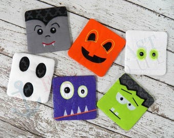 Halloween Coasters In the Hoop Design, machine embroidery, embroidery design, halloween embroidery, in the hoop machine embroidery design