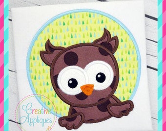 Owl Digital Machine Embroidery Applique Design 4 sizes, owl applique, owl embroidery