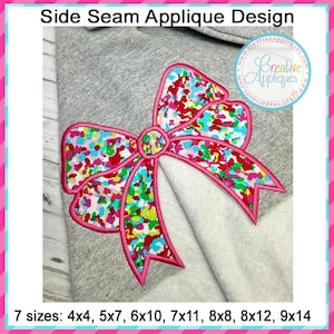 Ausgefallene Schleife Seitennaht Applikation Maschinenstickerei Design, Schleife Shirtseite Applikation, Schleifenbogen Applikation Design