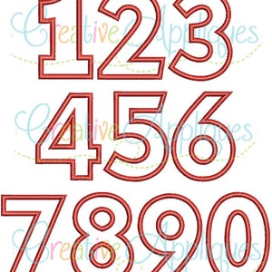 Block Number Set Applique Digital Machine Embroidery Design 6 Sizes, applique numbers, birthday applique numbers plain numbers basic numbers image 3