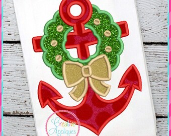 Anchor Wreath Machine Embroidery Applique Digital Design 5 Sizes, anchor applique, anchor embroidery, anchor flowers applique