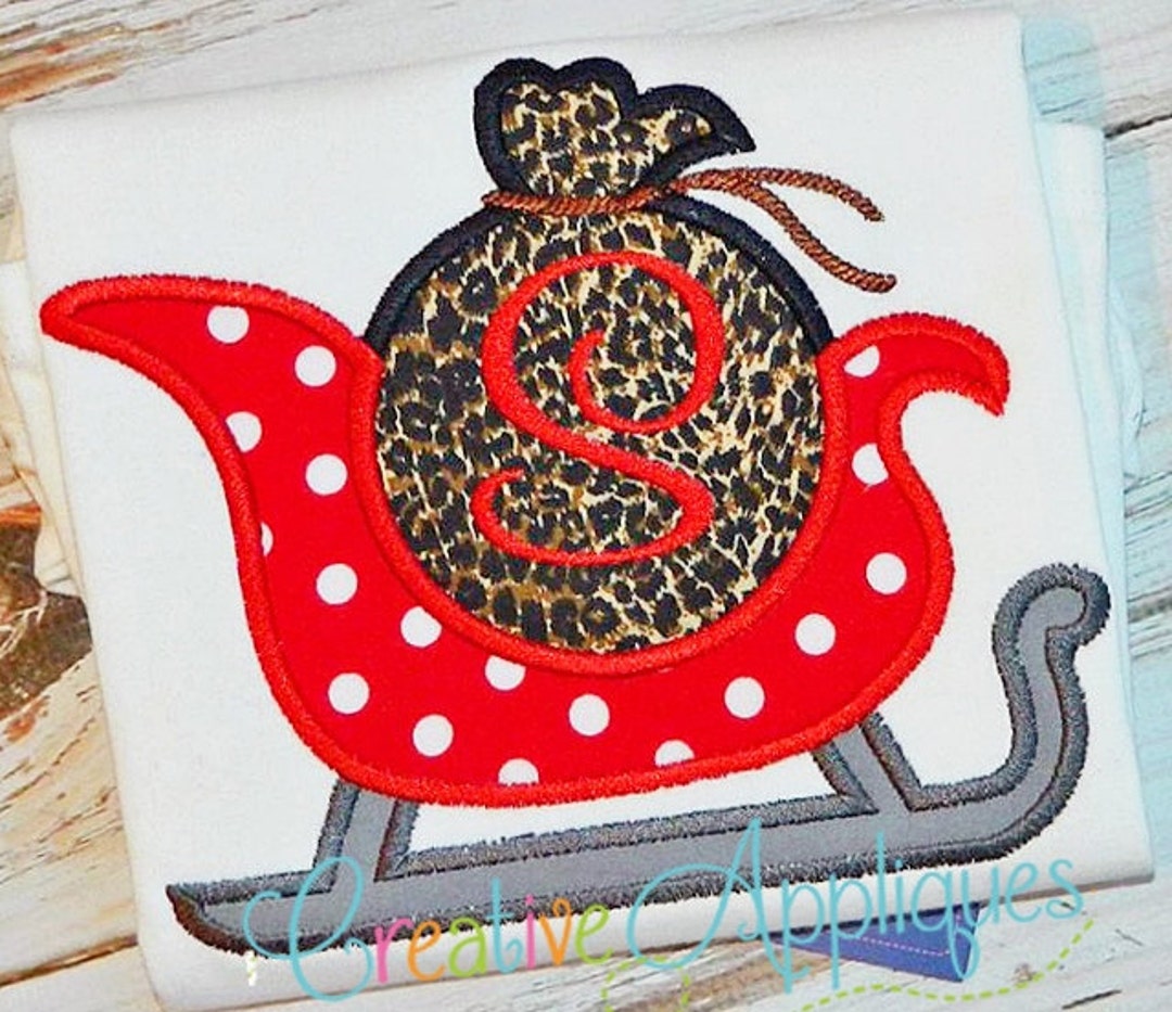 Santa's Sleigh Monogram Applique Digital Machine Embroidery Design 4 ...