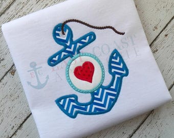 Anchor Heart Applique Machine Embroidery Design, anchor applique, anchor embroidery,
