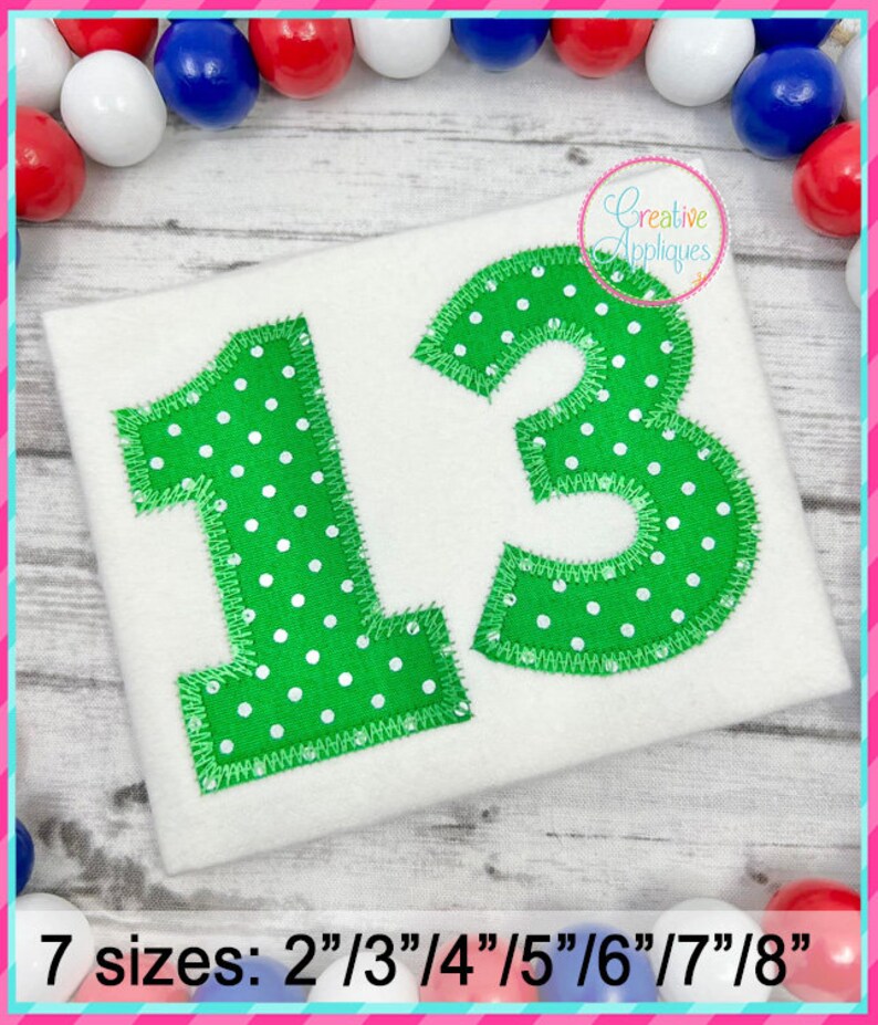 Zigzag Stitch Block Number Set Applique Digital Machine Etsy