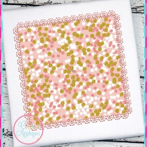 Lace Stitch Square Monogram Frame Machine Embroidery Applique Design 6 sizes, square monogram frame applique, lace stitch frame applique
