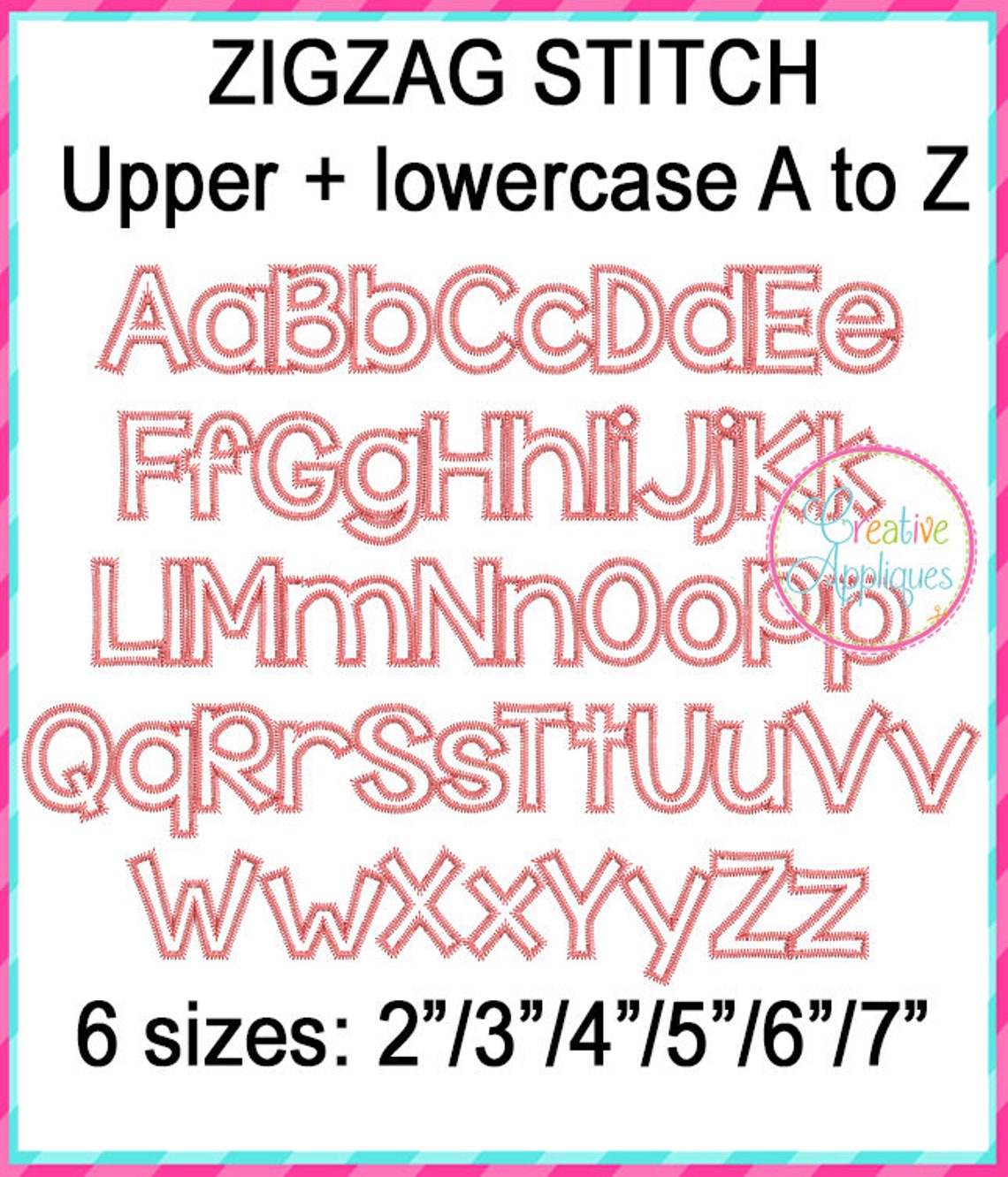 Zigzag Stitch Applique Alphabet Letters AZ Uppercase and Etsy