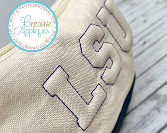 EMBOSSED Collegiate 3D Puff Foam Reverse Embroidery Font Machine Embroidery design, puffy foam embroidery font, foam embroidery font, 7 size