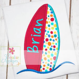 Surfboard Machine Embroidery Applique Design