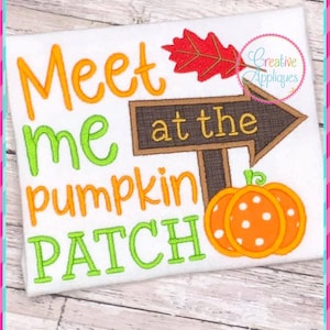 Treffen Sie mich auf dem Patch Digital Machine Stickerei Design 4 Größen Kürbis Stickerei, Kürbis Patch Stickerei, Kürbis Patch Patch