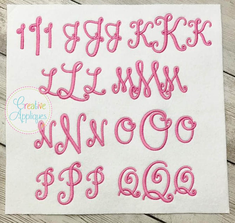 6 SIZES Stylish Script Monogram Embroidery Font Alphabet | Etsy