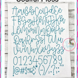 Handstich Effekt Floss Stitch Embroidery Schriftart Digitale Maschinenstickerei, A bis Z, Zahlen, Satzzeichen, Bohnenstich, soulful Schrift, 9 Größen