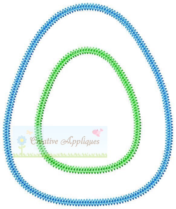 Easter Egg Vintage Stitch Monogram Digital Machine Embroidery Applique ...