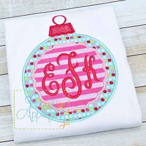 Christmas Ornament Scallop Monogram Applique Digital Machine Embroidery Design 4 Sizes Empire Empress Monogram Font