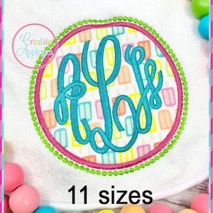 Circle Dot Monogram Frame Machine Embroidery Applique Design 6 sizes, applique monogram frame, circle applique frame