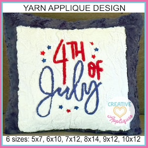 Yarn 4th Of July Machine Embroidery Applique Design, machine embroidery design, applique design, yarn applique design,