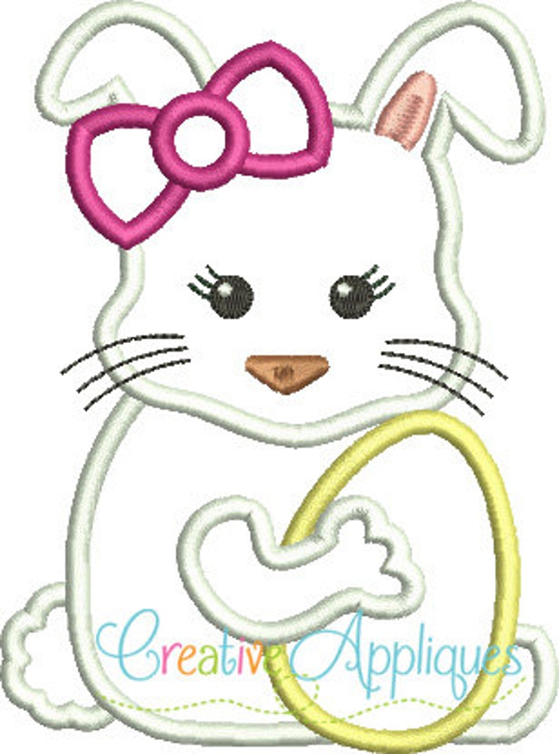 Easter Bunny Rabbit Egg Applique Machine Embroidery Design 4 Sizes image 2