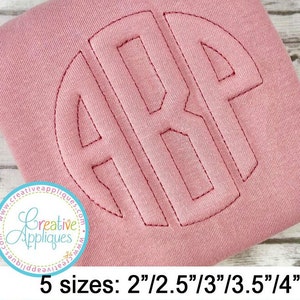 EMBOSSED Circle Monogram 3D Puff Foam Embroidery Font Machine Embroidery design, puff foam embroidery font, 5 sizes