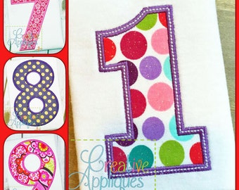 Block Number Set Applique Digital Machine Embroidery Design 6 Sizes, applique numbers, birthday applique numbers plain numbers basic numbers