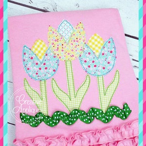 Máquina de bordado de tulipas trio, design de apliques de 4 tamanhos, apliques de flores, apliques de tulipas, bordados de tulipas, bordados de flores