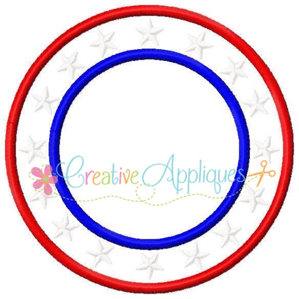 Patriotic circle monogram frame patch digital machine  etsy