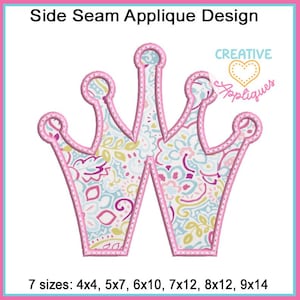 May include: Pink crown applique design with a paisley pattern.  7 sizes: 4x4, 5x7, 6x10, 7x12, 8x12, 9x14.