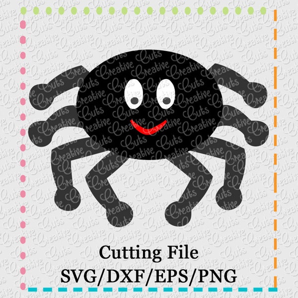 SVG EPS DXF Halloween pająk SVG, Halloween SVG, Spider SVG, Bug SVG, owady SVG, Black Spider SVG, Happy Spider SVG, Web SVG