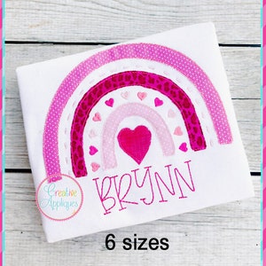 Bean Stitch Heart Rainbow Machine Embroidery Applique Design 6 SIZES, rainbow applique embroidery, heart applique, valentine applique