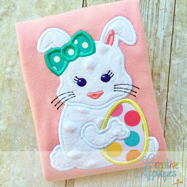 Easter Bunny Rabbit Egg Applique Machine Embroidery Design 4 Sizes image 1