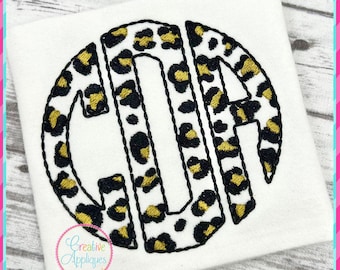 Leopard Spots Circle Monogram Alphabet Letter Set A-Z Machine Embroidery Design 6 Sizes!!!  alphabet letters, 3"-8", cheetah