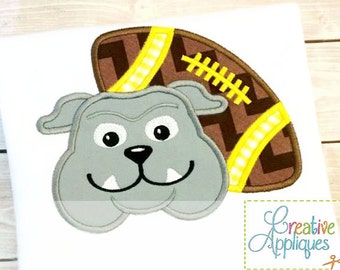 Bulldogs Football Applique Digital Machine Embroidery Design 4 Sizes, bulldog applique, bulldogs applique, football applique, mascot