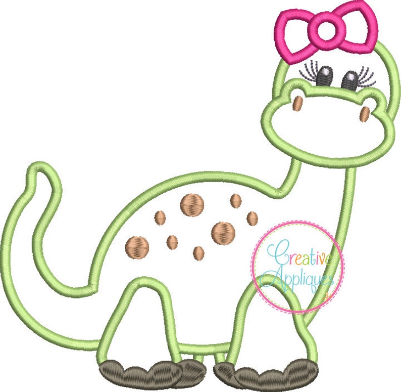 Dinosaur Girl Digital Machine Embroidery Applique Design 5 Sizes ...