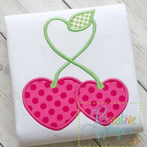 Cherries Cherry Hearts Applique Machine Embroidery  Design 4 Sizes