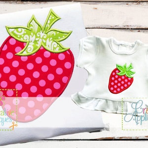 Strawberry Digital Machine Embroidery Applique Design 5 Sizes